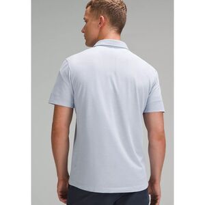 NEW wo tag Lululemon Evolution Polo Pique, heathered blue linen $70 Small C37